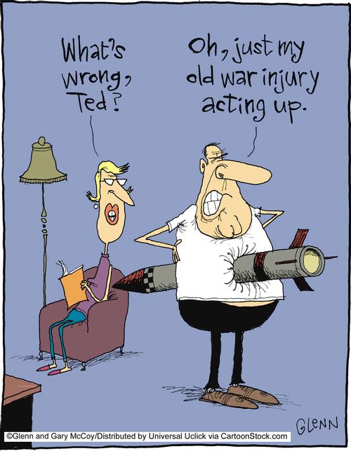 'Oh, just my old war injury acting up.'