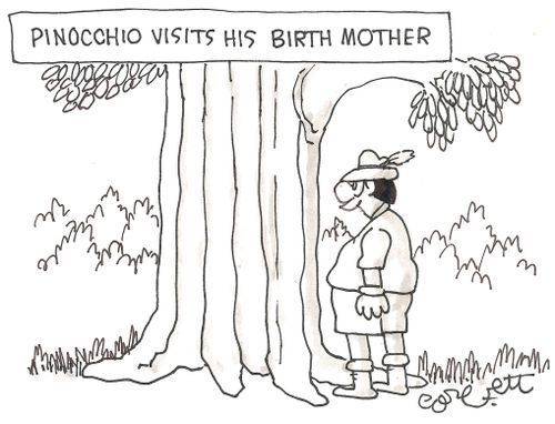 Pinoccio visirs his birth mother