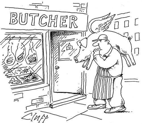 Butcher has caught Flying Pig