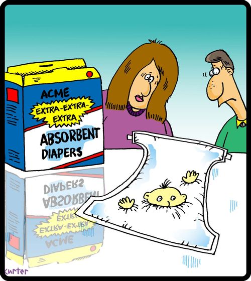 Extra, Extra, Extra Absorbent Diapers.