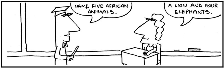 'Name five African animals.'
