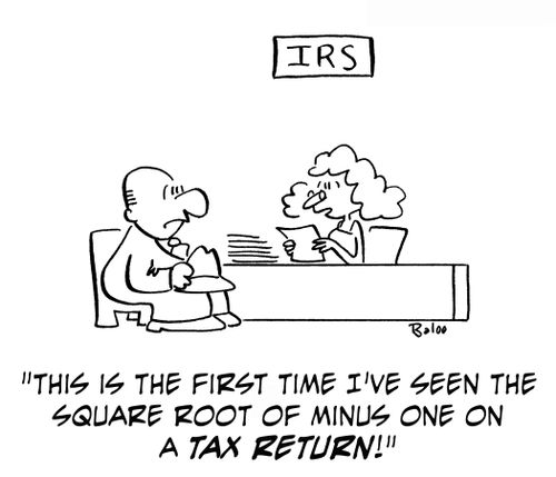 'This is the first time I've ever seen the square root of minus one on a TAX RETURN!'