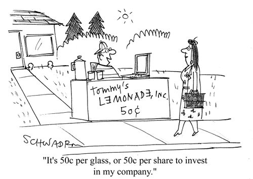 'It's 50c per glass, or 50c per share to invest in my company.'