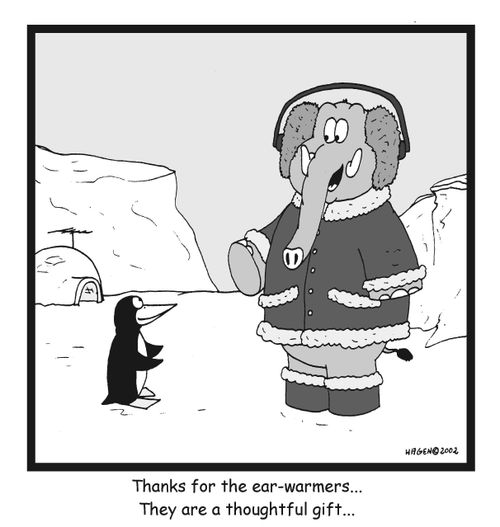 Thanks for the ear-warmers, they are a thoughtful gift.