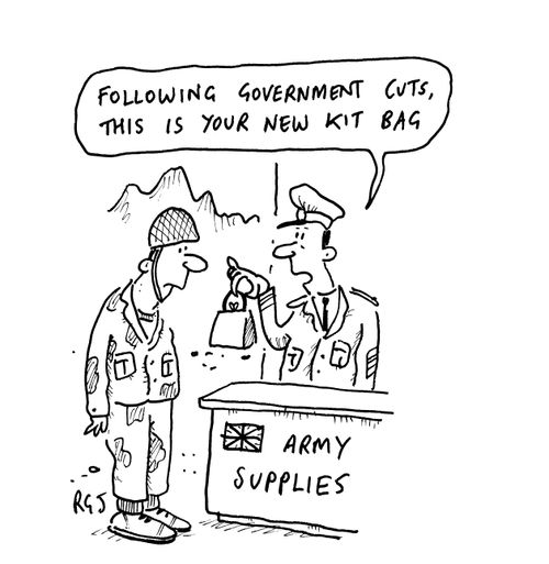 'Following government cuts, this is your new kit bag.'
