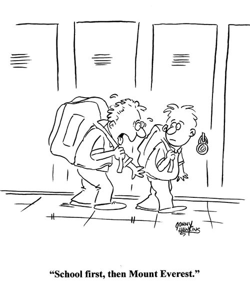 Student to kid: 'School first, then Mount Everest.'