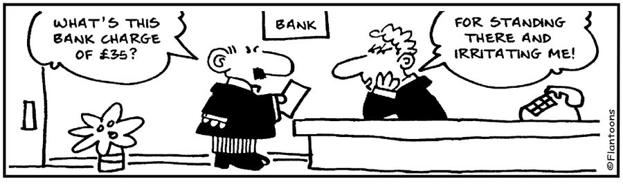 What's this bank charge of £35? For standing there and irritating me!