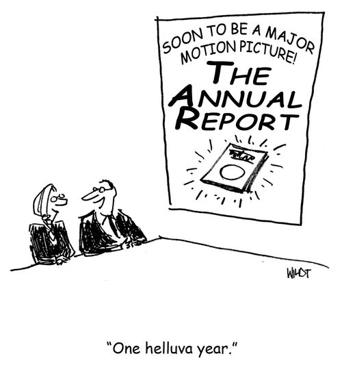 'One helluva year.' (annual report to be made into movie)