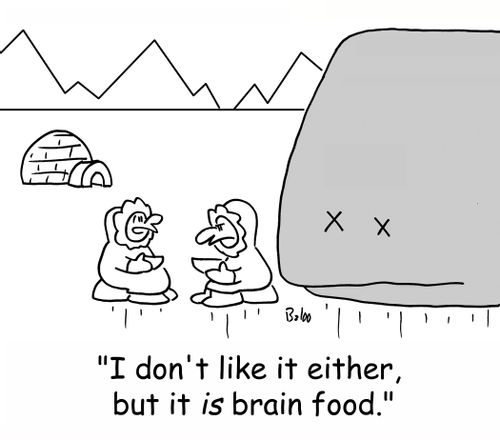 'I don't like it either, but it IS brain food.'