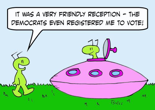'It was a very friendly reception - the Democrats even registered me to vote!'