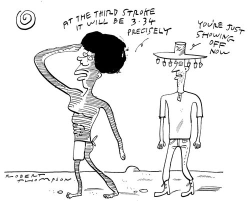 "At the third stroke it will be 3.34 precisely."