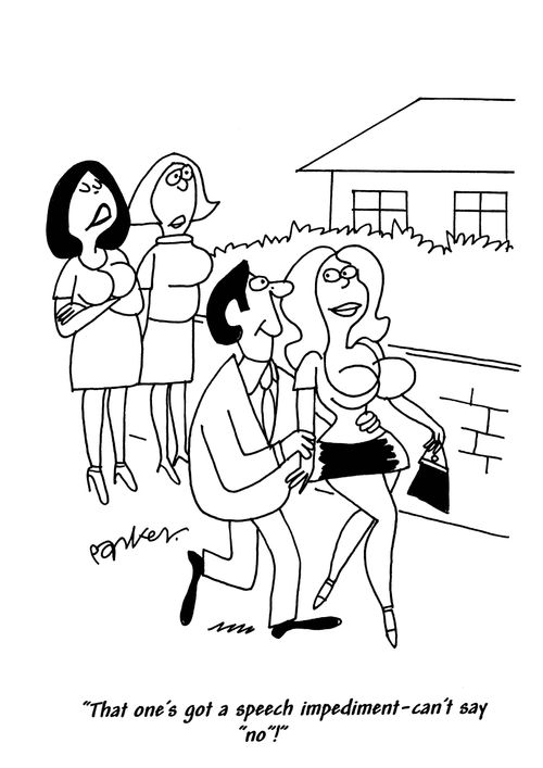 'That one's got a speech impediment -can't say 'no'!'
