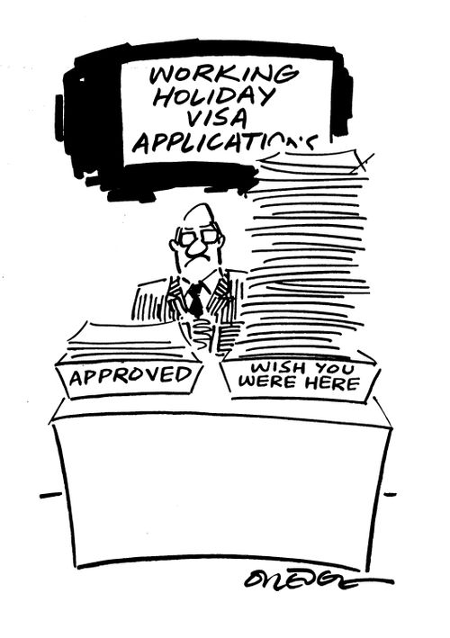 Working holiday visa applications:  Approved/Wish you were here.
