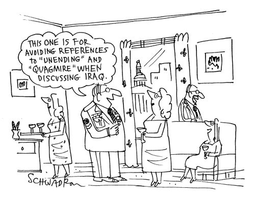 'This one is for avoiding references to 'uneding' and 'quamire' when discussing Iraq.'