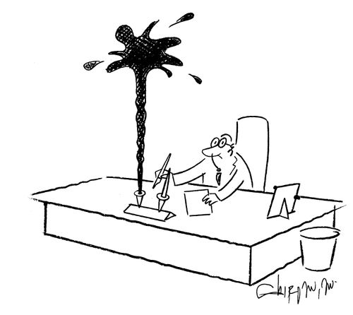 (oil - petroleum - gushing out of inkwell)
