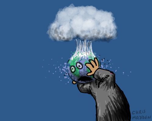 The state of dread induced by the threat of nuclear war during the Cold War