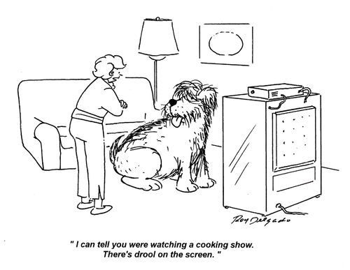'I can tell you were watching a cooking show. There's drool on the screen.'