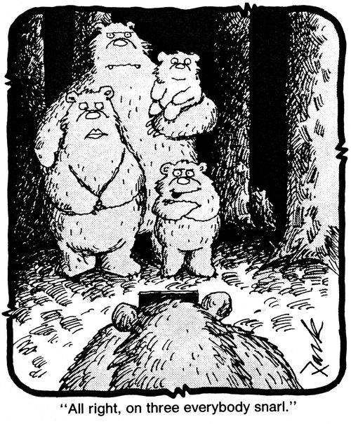 'All right, on three everybody snarl.'