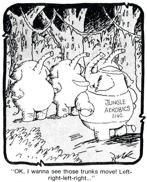 'OK, I wanna see those trunks move! Left-right-left-right...'