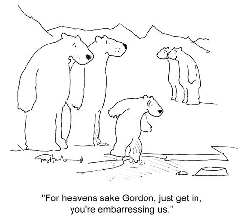 'For heavens sake Gordon, just get in, you're embarrassing us.'