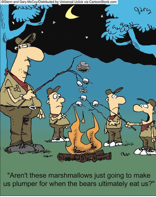 'Aren't these marshmallows just going to make us plumper for when the bears ultimately eat us?'