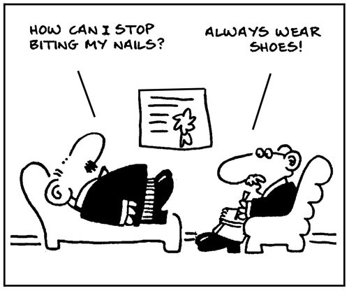 'How can I stop biting my nails?' - 'Always wear shoes.'