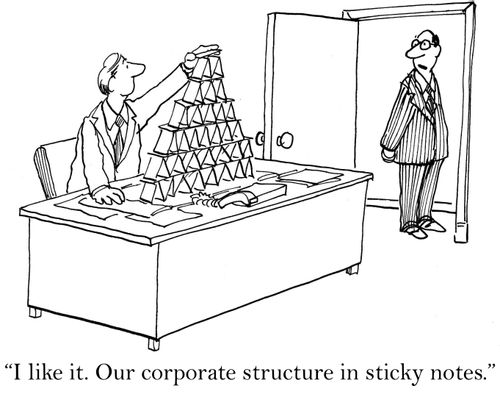 'I like it. Our corporate structure in sticky notes.'