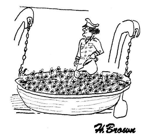 Captain has planted a garden in a lifeboat.