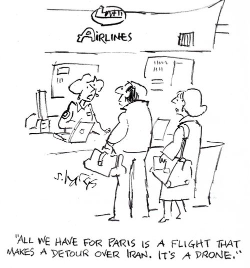 'All we have for Paris is a flight that makes a detour over Iran. It's a drone.'