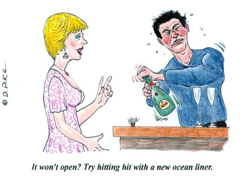 'It won't open? Try hitting it with a new ocean liner.'