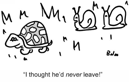 'I thought he'd never leave!'