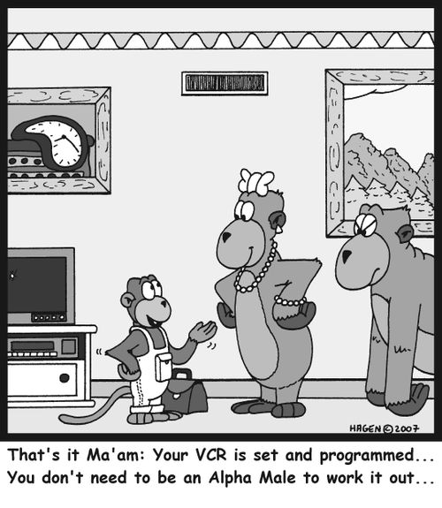 That's it Ma'am: Your VCR is set and programmed... You don't need to be an Alpha Male to work it out...