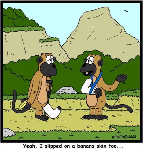 'Yeah, I slipped on a banana skin too...'