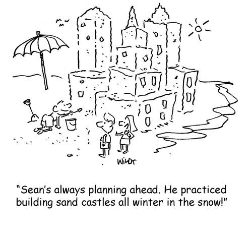 Child has practiced building sand castles in snow.