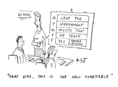 'Okay kids, this is the new timetable.'