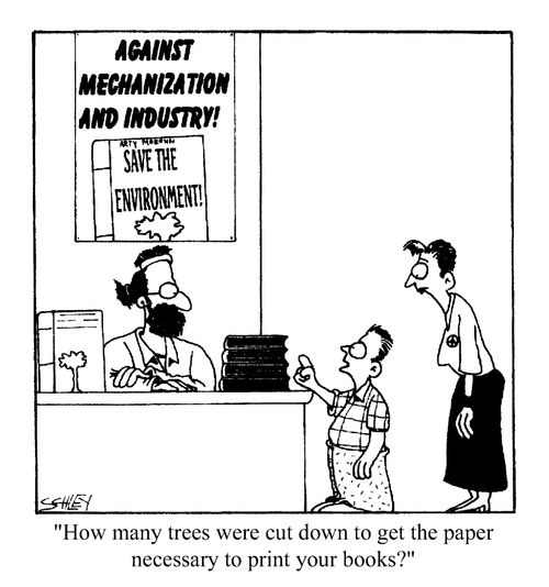 How many trees were cut down to get the paper necessary to print your book?