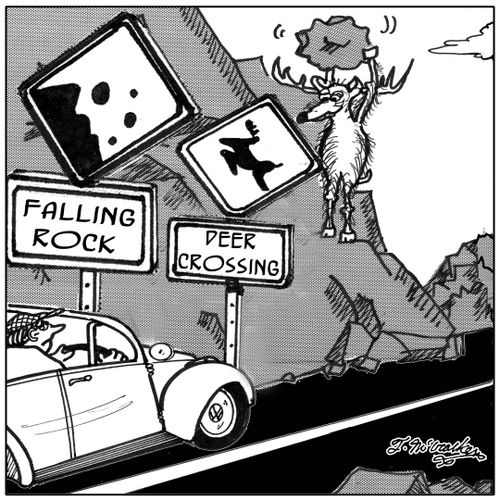 A 'Falling Rock' and a 'Deer Crossing' zone.