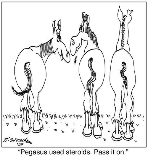 'Pegasus used steroids. Pass it on.'