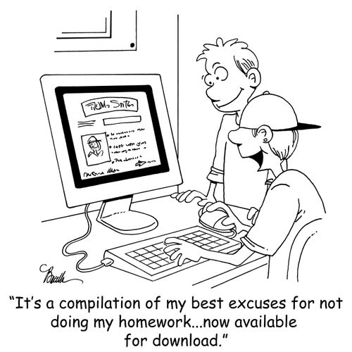 'It's a compiltaion of my best excuses for not doing my homework...now available for download.'