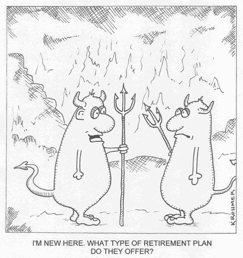 'I'm new here. What type of retirement plan do they offer?'