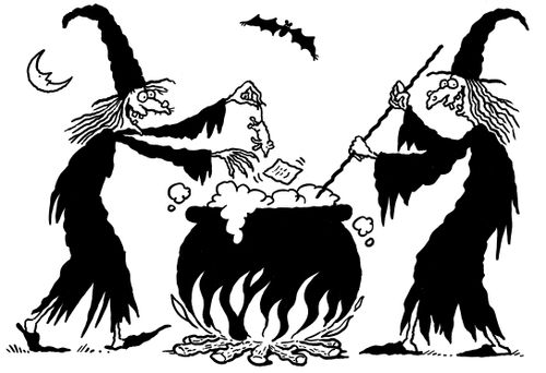 Witches at a cauldron.