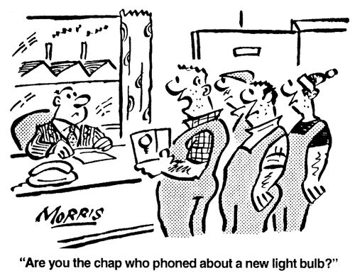 "Are you the chap who phoned about a new light bulb?"