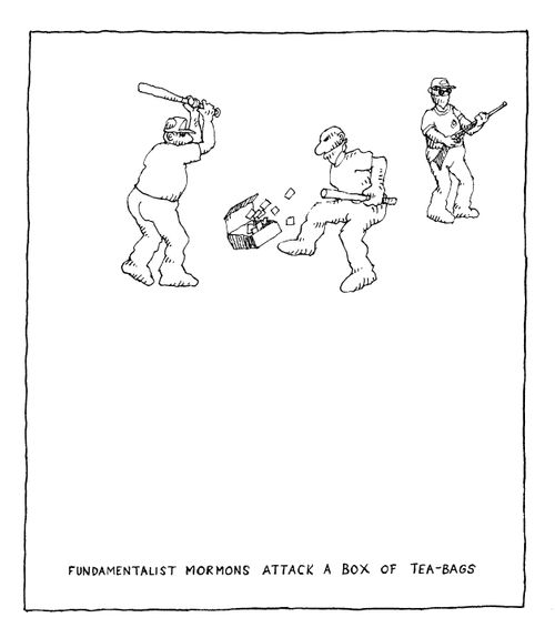 'Fundamentalist mormons attact a box of tea-bags'