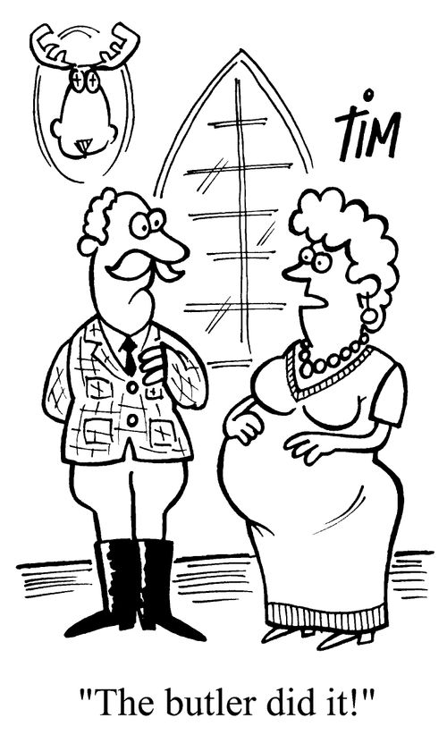 Lady of the house pregnant - "The butler did it."