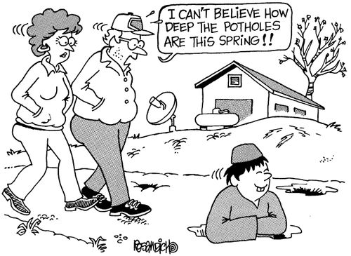 "I can't believe how deep the potholes are this spring!!"