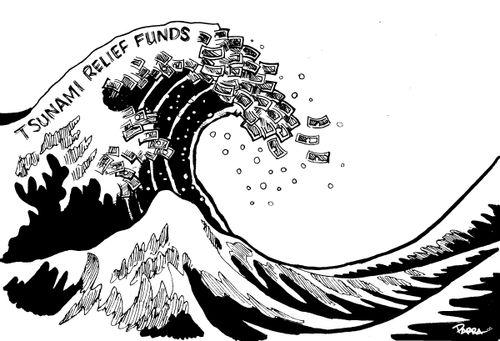 Tsunami relief funds.