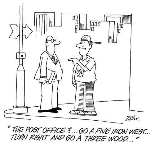 'The post office?  Go a five iron west...turn right and go a three wood...'