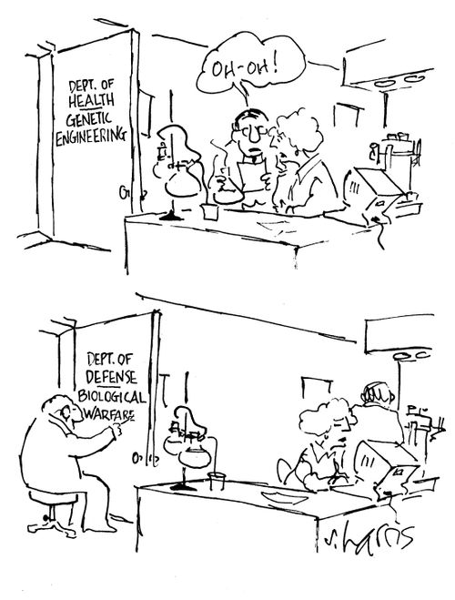 Depts of Health - Genetic Engineering / Depts of Defense - Biological Warfare.