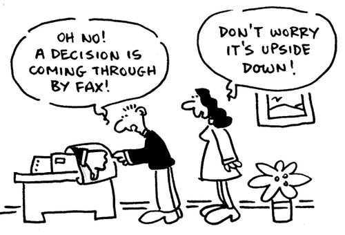 Man receiving a fax 