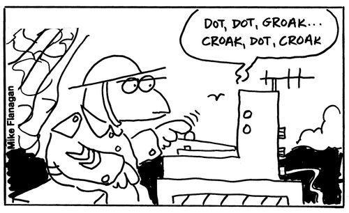 "Dot, dot, groak, croak, dot, croak..."